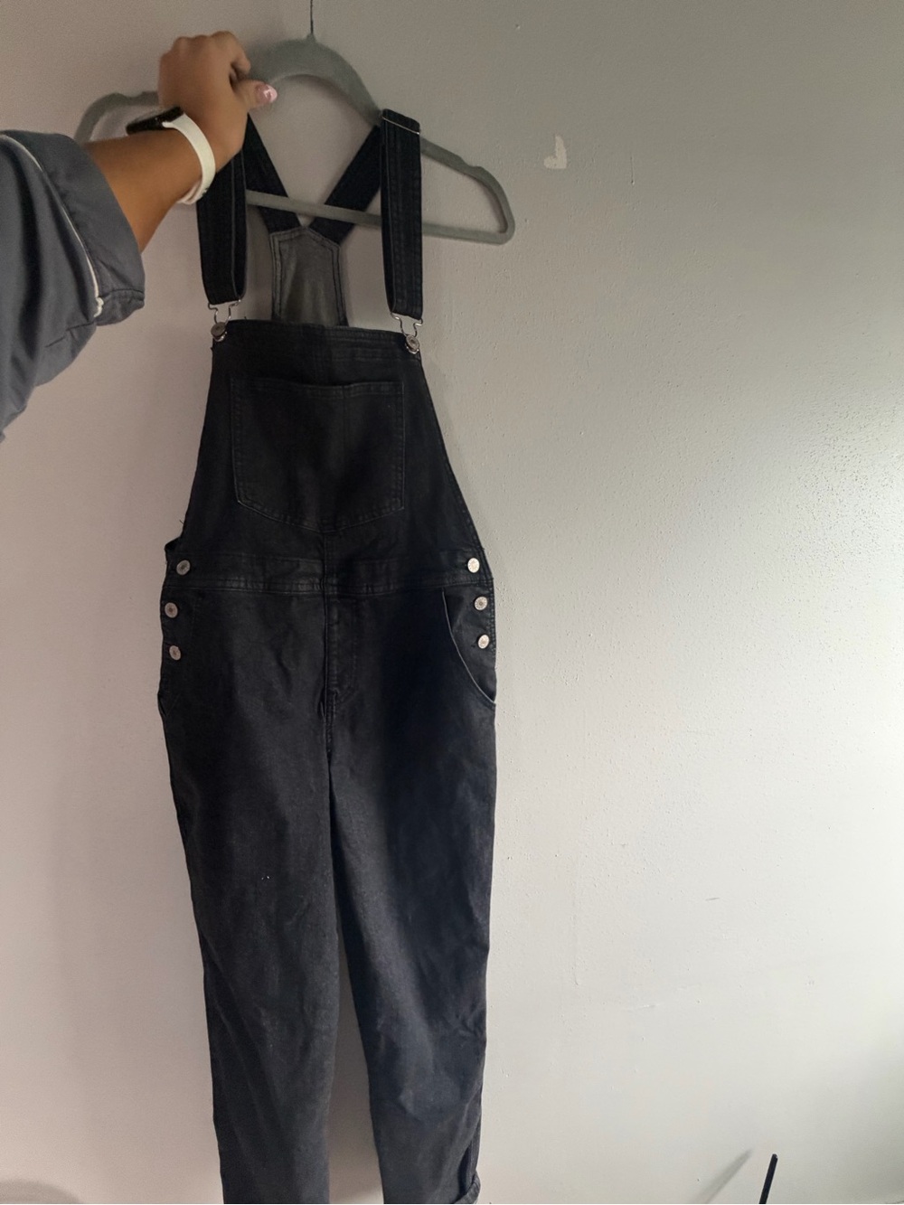 Black Cotton Overalls Jumpsuit - Classic Workwear Style